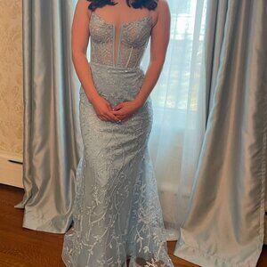 Sherri Hill Prom Gown, Size 6,  Sky Blue
